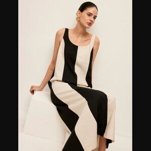 Commense Black and Cream Striped Maxi Dress - Dissh dupe